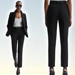 Reiss Haisley Wool Blend Tapered Suit Trousers Womens Black Pants size 8